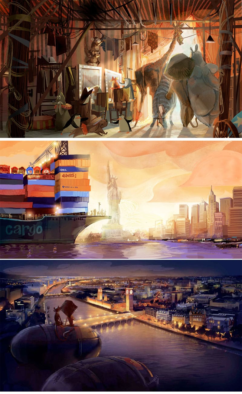 concept arts de 'madagascar 3: de marcha por europa'