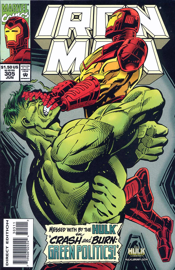 portada iron man nº 305. iron man vs hulk