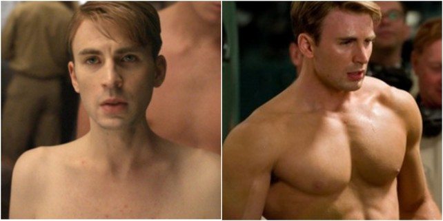 steve rogers (chris evans), antes y después