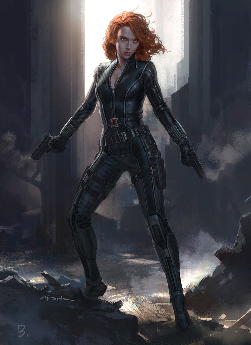 concept art de andy park con scarlett johansson como viuda negra