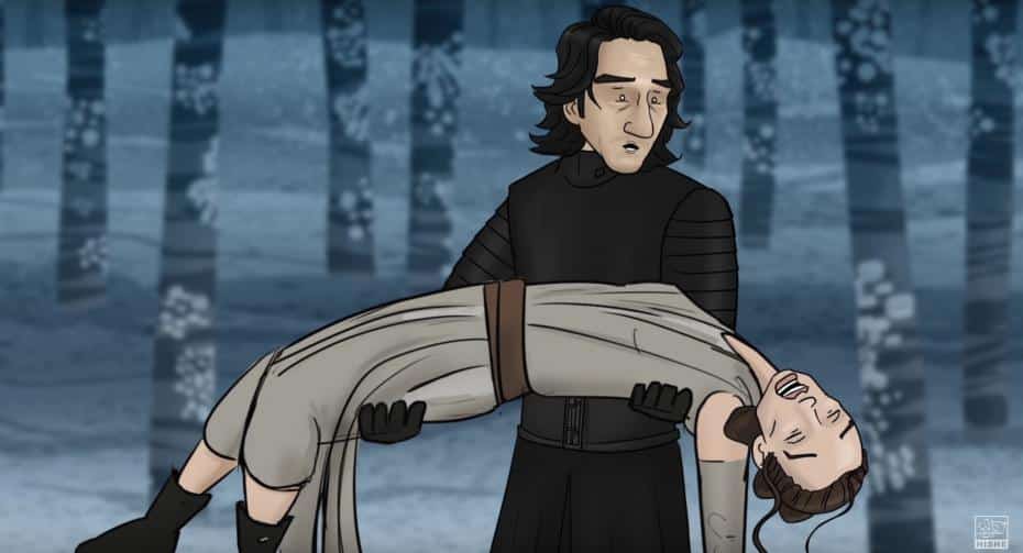 kylo ren y rey pelean en star wars episodio viii (2017)