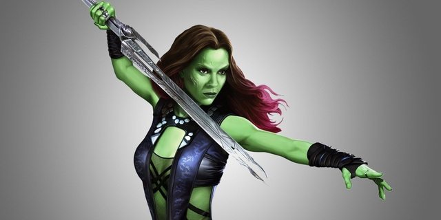 zoe saldana como gamora en avengers infinity war