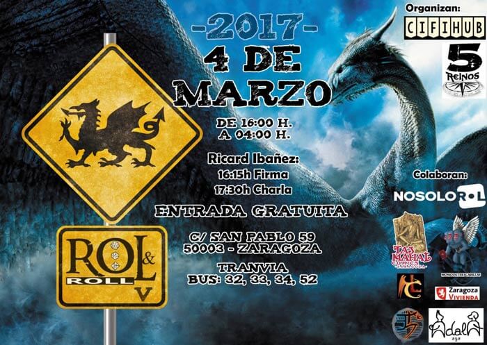 cartel rol & roll v jornada de juegos de rol en zaragoza