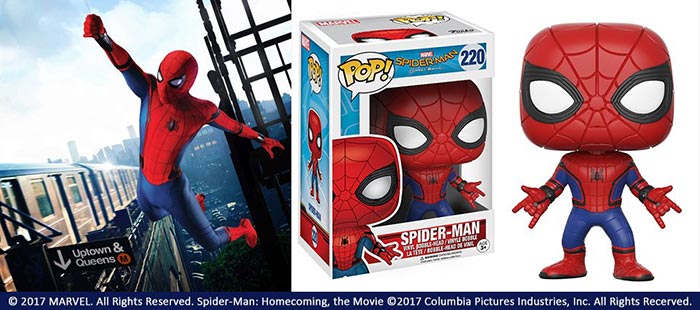 'spider-man: homecoming': arte promocional y funko pop de spider-man