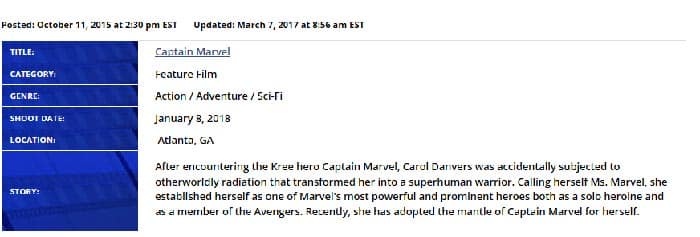 confirmada el inicio del rodaje de la película 'capitana marvel'