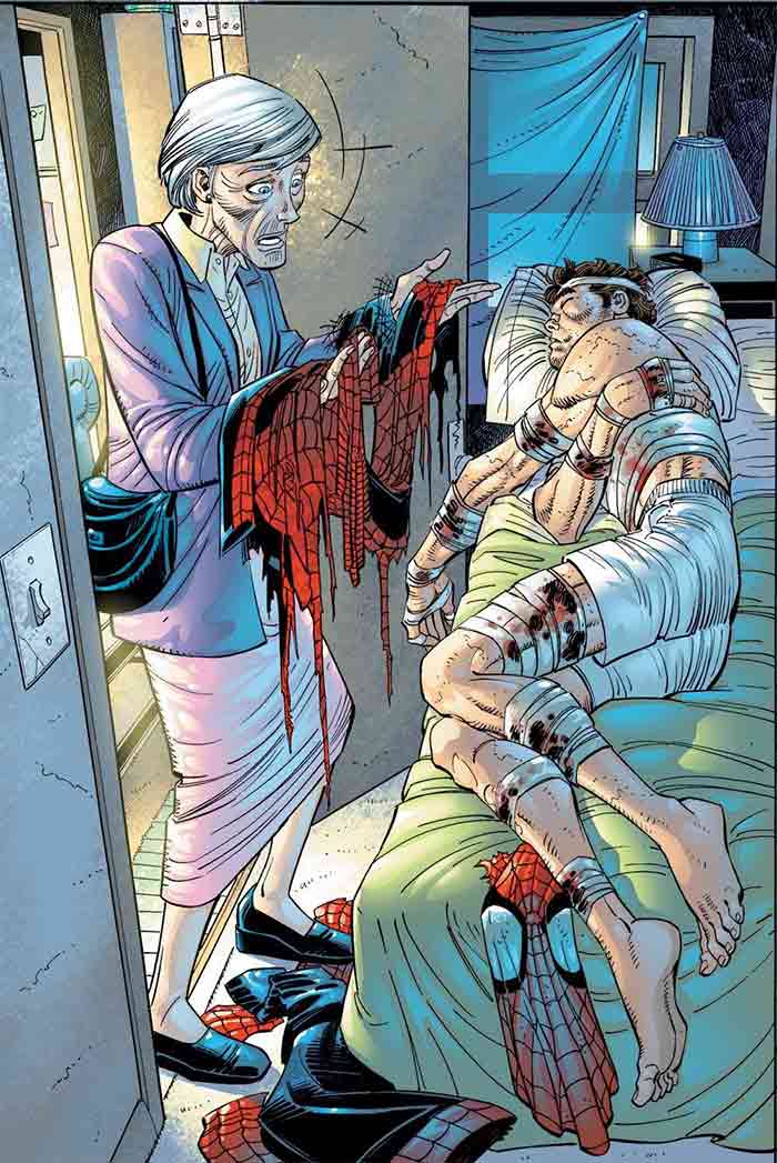 la tía may descubre a spider-man