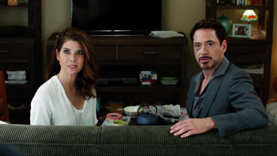 marisa tomei como tia may junto a robert downey jr en capitan america civil war