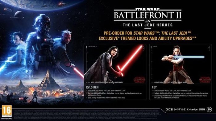 kylo ren y rey en 'star wars: los últimos jedi' a través de 'battlefront ii'