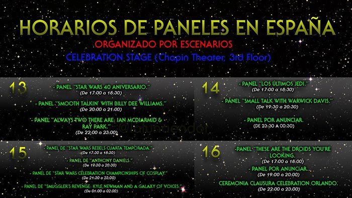 horarios de la "star wars celebration"