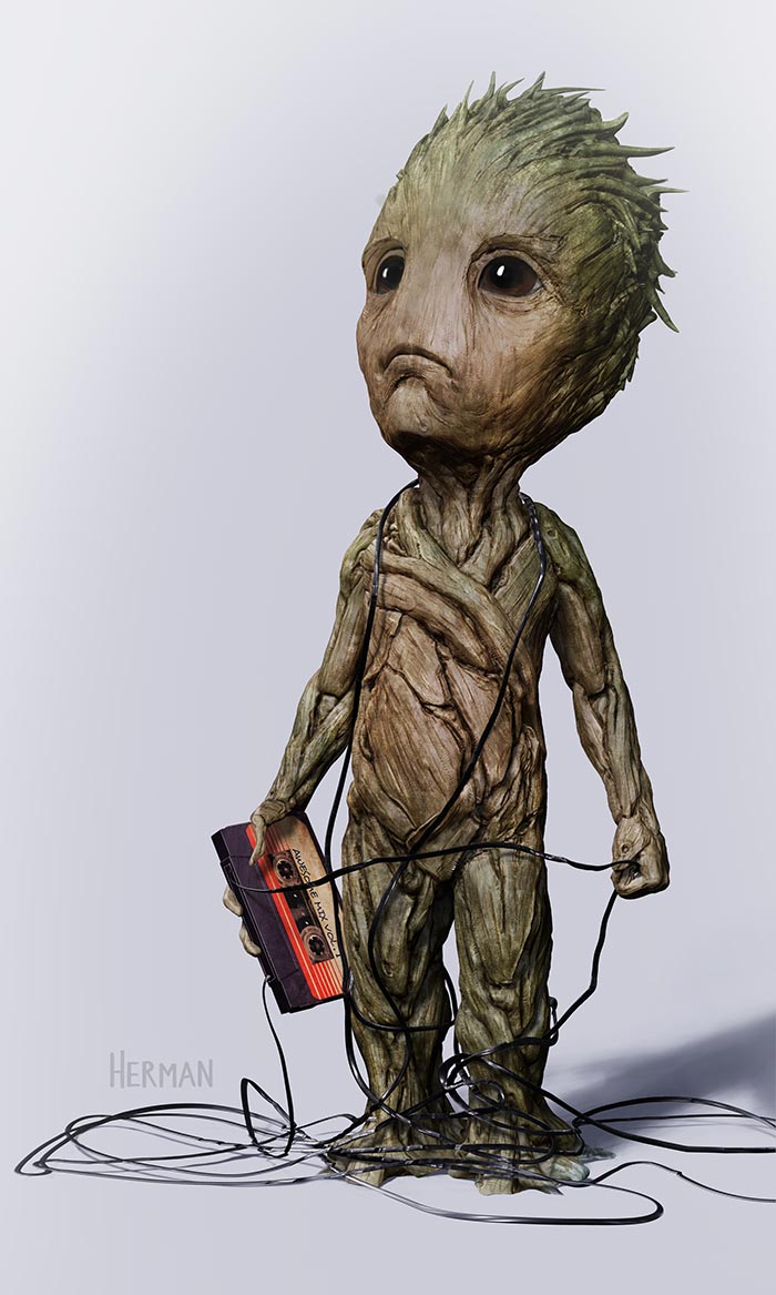 diseños alternativos de baby groot en 'guardianes de la galaxia vol. 2'