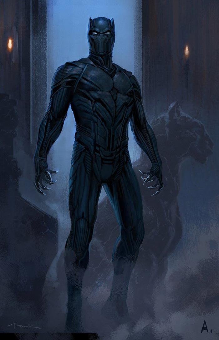 diseño alternativo de black panther en el mcu