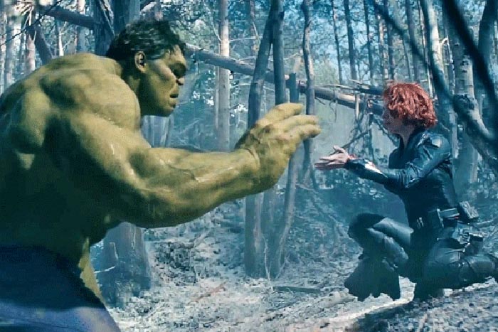 hulk y viuda negra en vengadores: infinity war