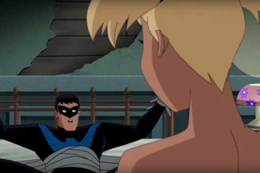 la escena de sexo entre harley quinn y nightwing en la película de animación