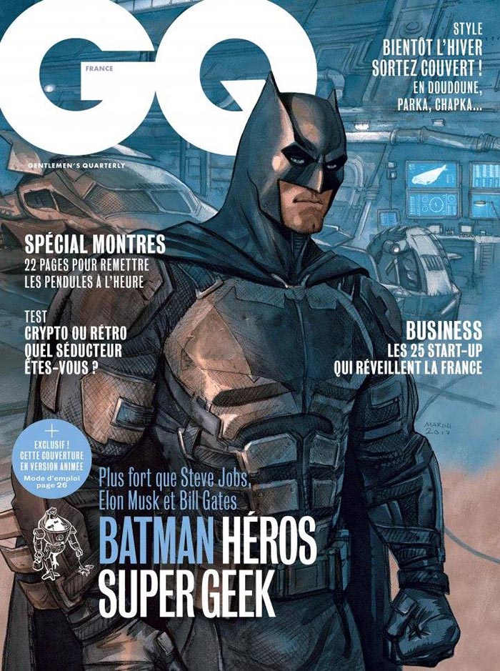 portada de la revista gq con el batman de ben affleck en la liga de la justicia (2017)