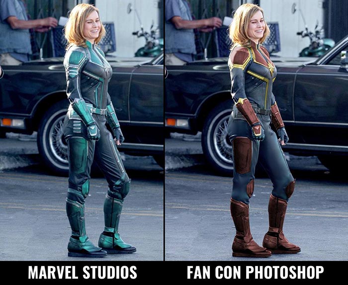 diferencias en el traje de capitana marvel