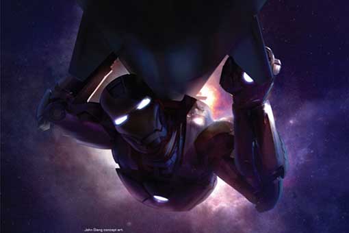 camnino a vengadores: infinity war. iron man concept art de los vengadores