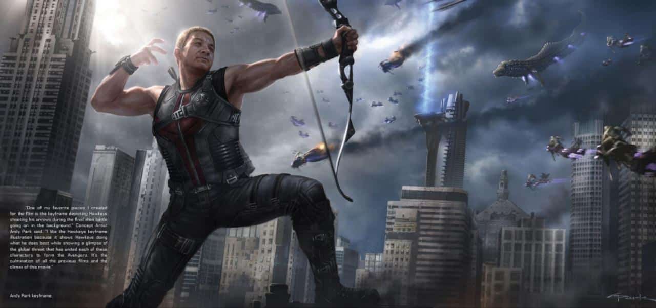 ojo de halcón. concept art los vengadores