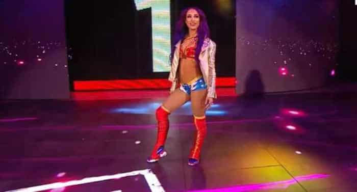 sasha banks como wonder woman en el royal rumble 2018 de la wwe