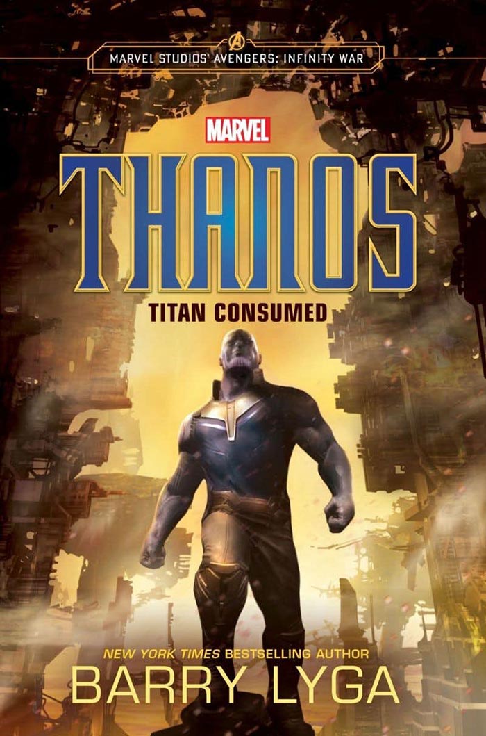 la portada de la novela thanos: titan consumed, precuela de vengadores: infinity war