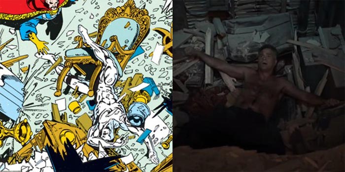 la referencia de silver surfer en vengadores: infinity war (2018)