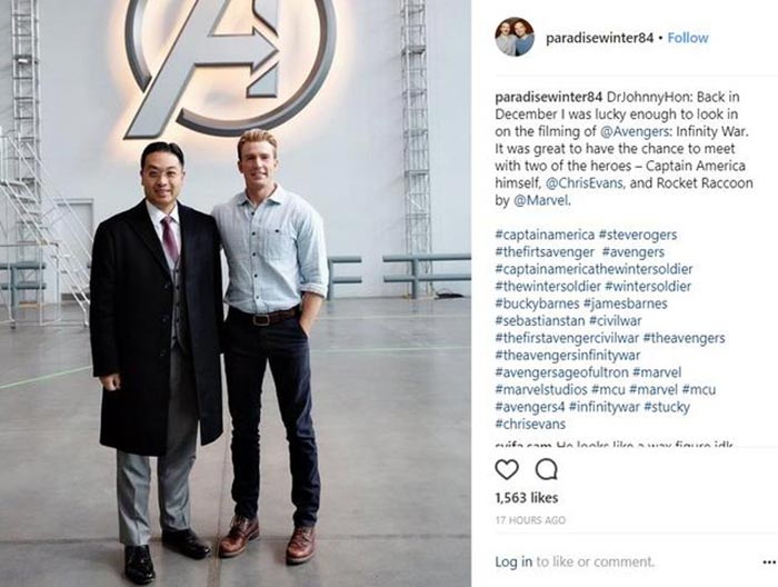 chris evans en el rodaje de vengadores 4