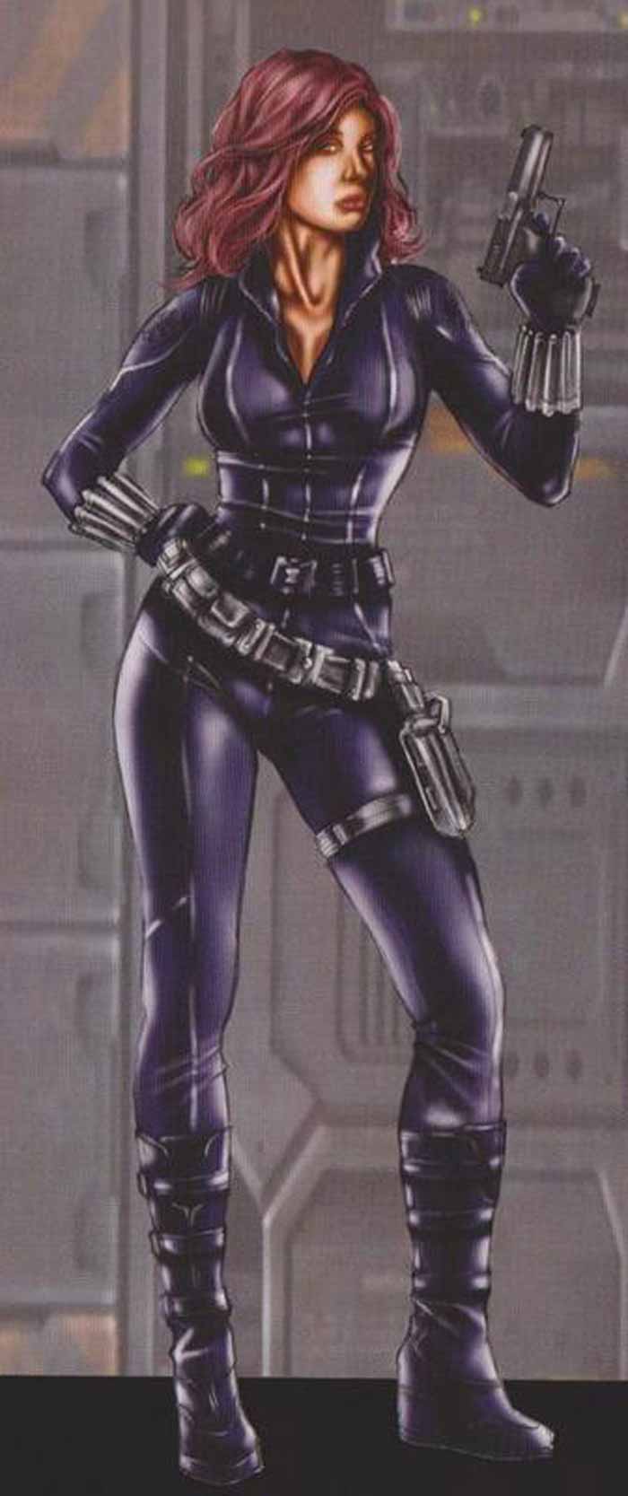 diseño alternativo de viuda negra (scarlett johansson) en marvel studios