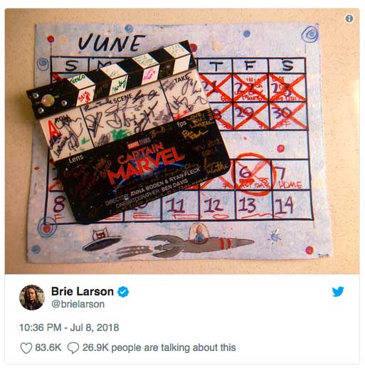 fin rodaje capitana marvel brie larson