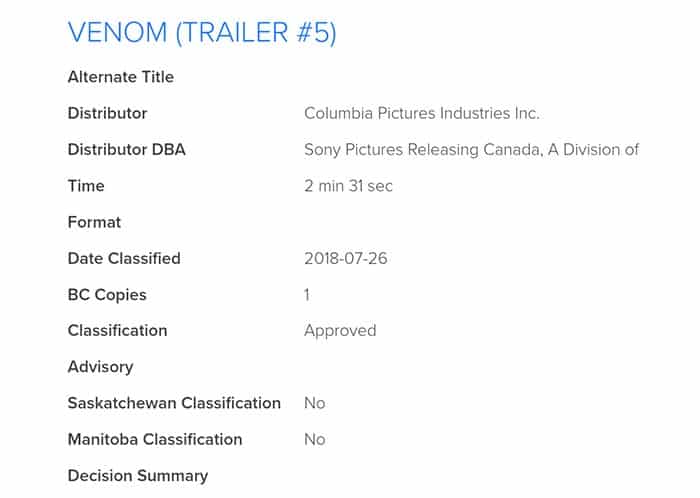 el tráiler clasificado de venom
