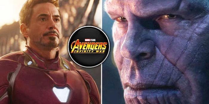 thanos y iron man en vengadores: infinity war (marvel studios)