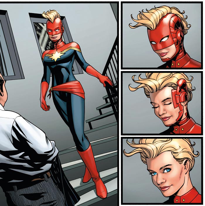 capitana marvel con casco y cresta