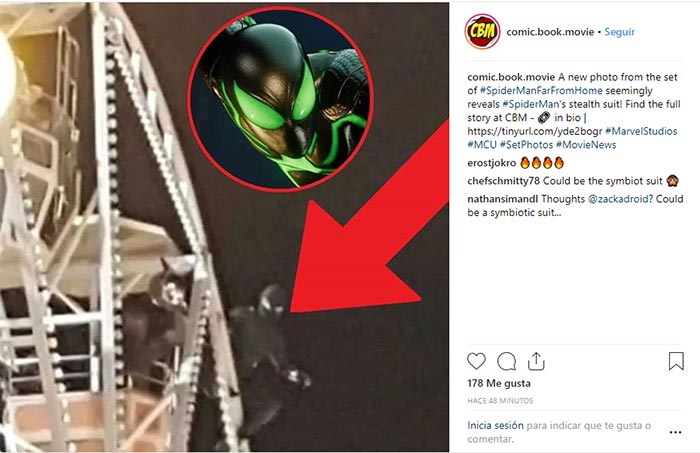 el traje negro en spider-man: lejos de casa (2019)