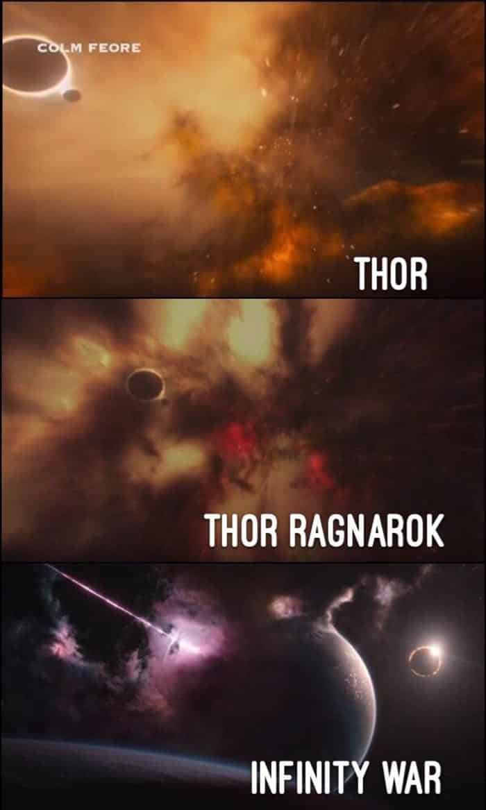 vormir en thor (2011), thor: ragnarok (2017) y vengadores: infinity war (2018)