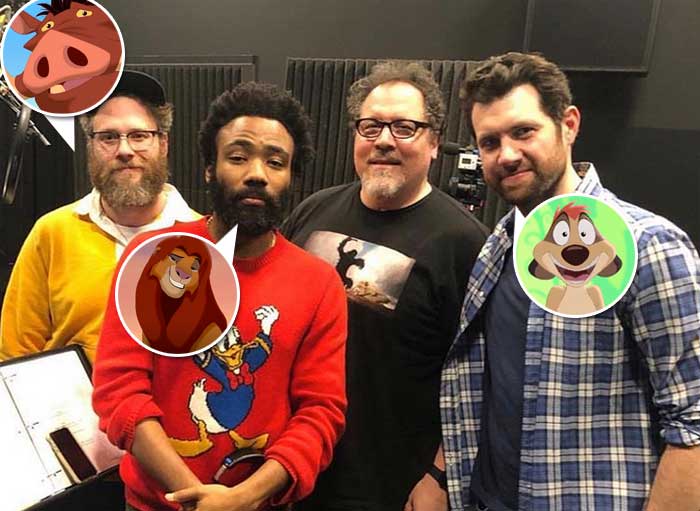 el rey león: foto de los actores que interpretan a simba, timón y pumba