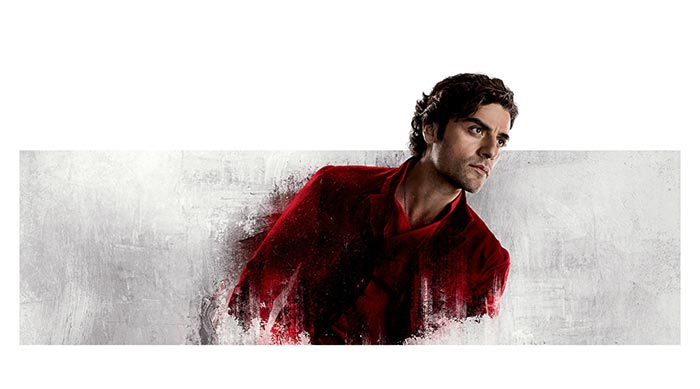 poe dameron (oscar isaac) sobre star wars: los últimos jedi (2017)