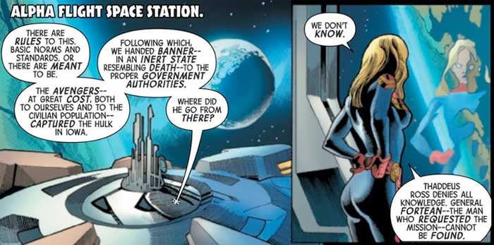 capitana marvel crea un equipo para cazar a hulk