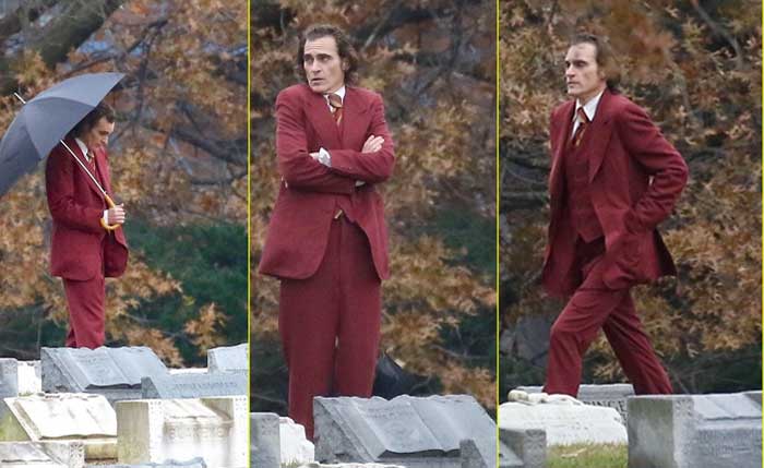 filtran imágenes de la película del joker en un cementerio