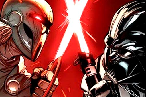 la épica batalla de darth vader contra un poderoso lord sith