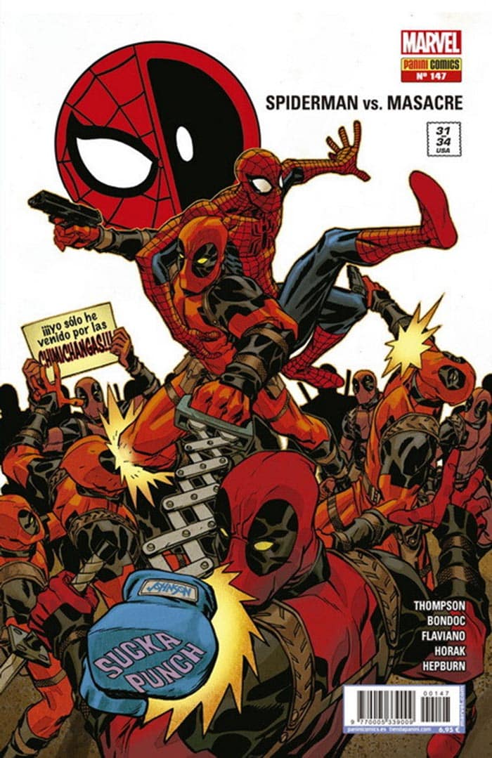 portada de el asombroso spiderman 147 (marvel - panini) junto a deadpool