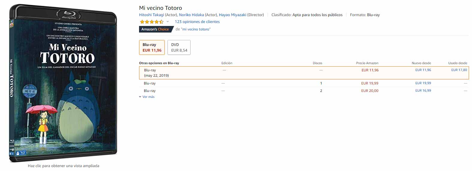 mi vecino totoro blu-ray