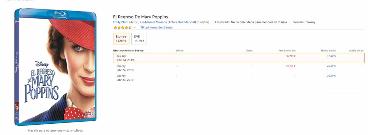 blu-ray el regreso de mary poppins