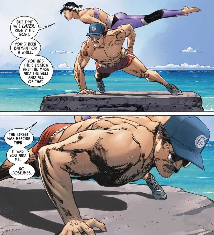 batman comic one armed shirtless push up