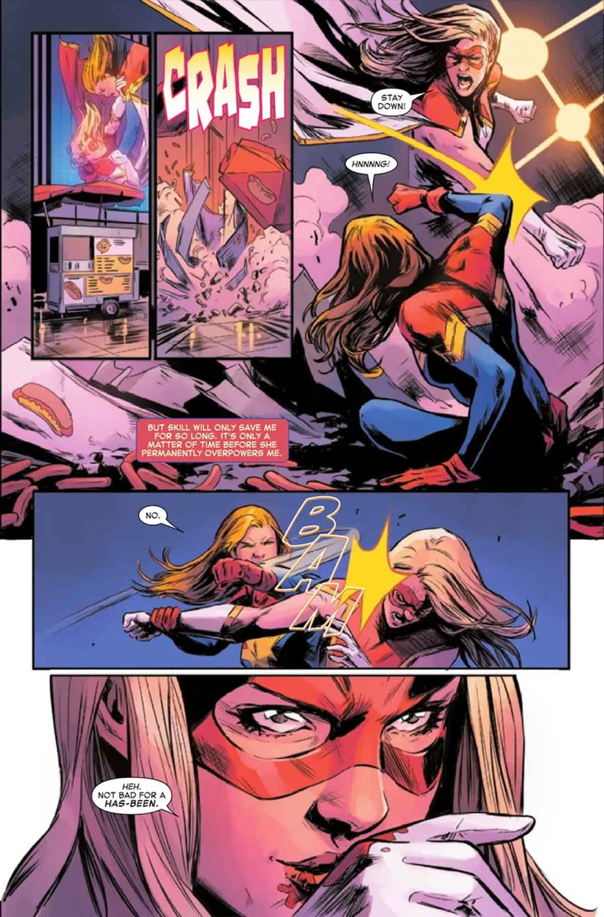 capitana marvel encuentra una adversaria más joven y fuerte que ella