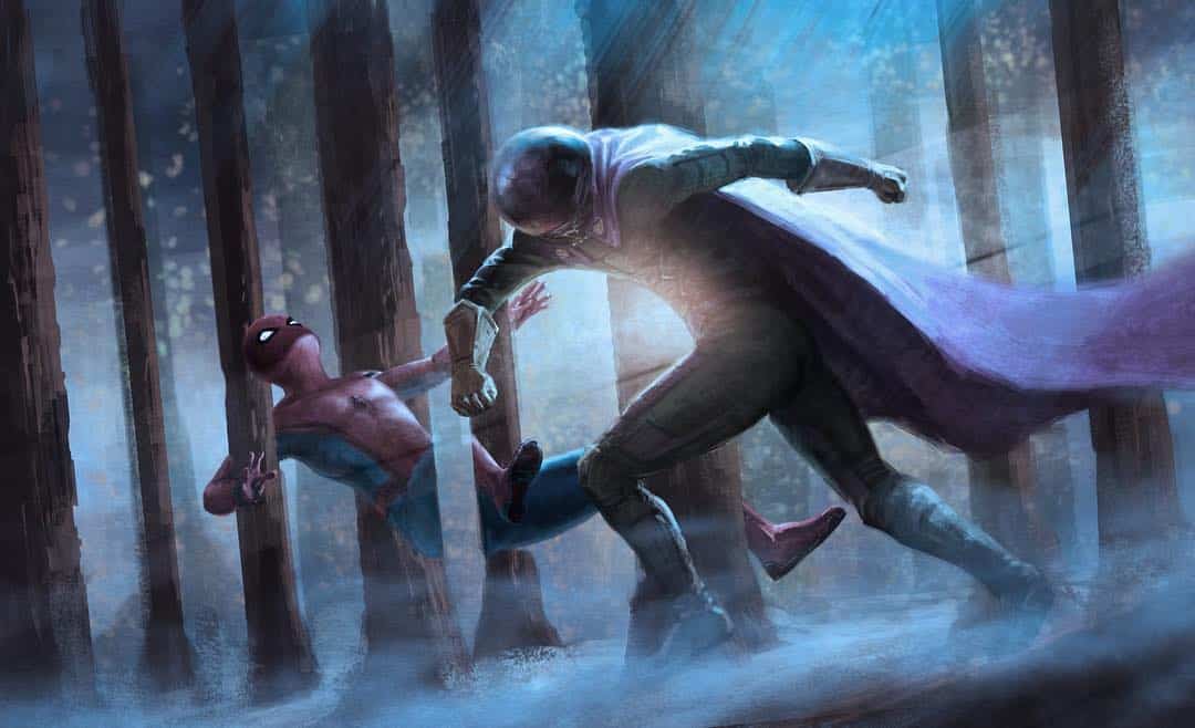 spidey vs misterio. en spider-man: lejos de casa