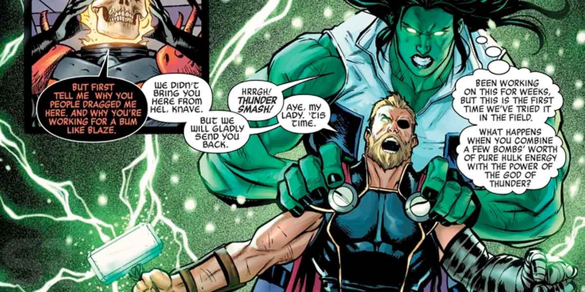 thor y she-hulk (hulka) desatan todo su poder juntos marvel