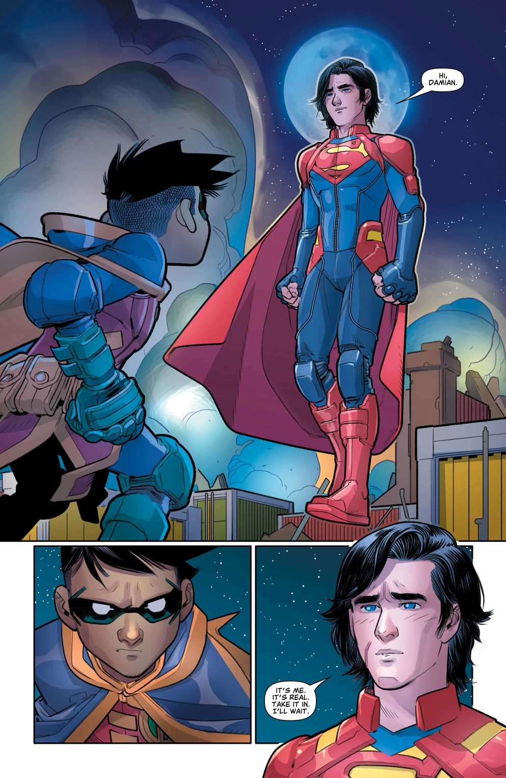 reencuentro de damian con jon kent, superboy