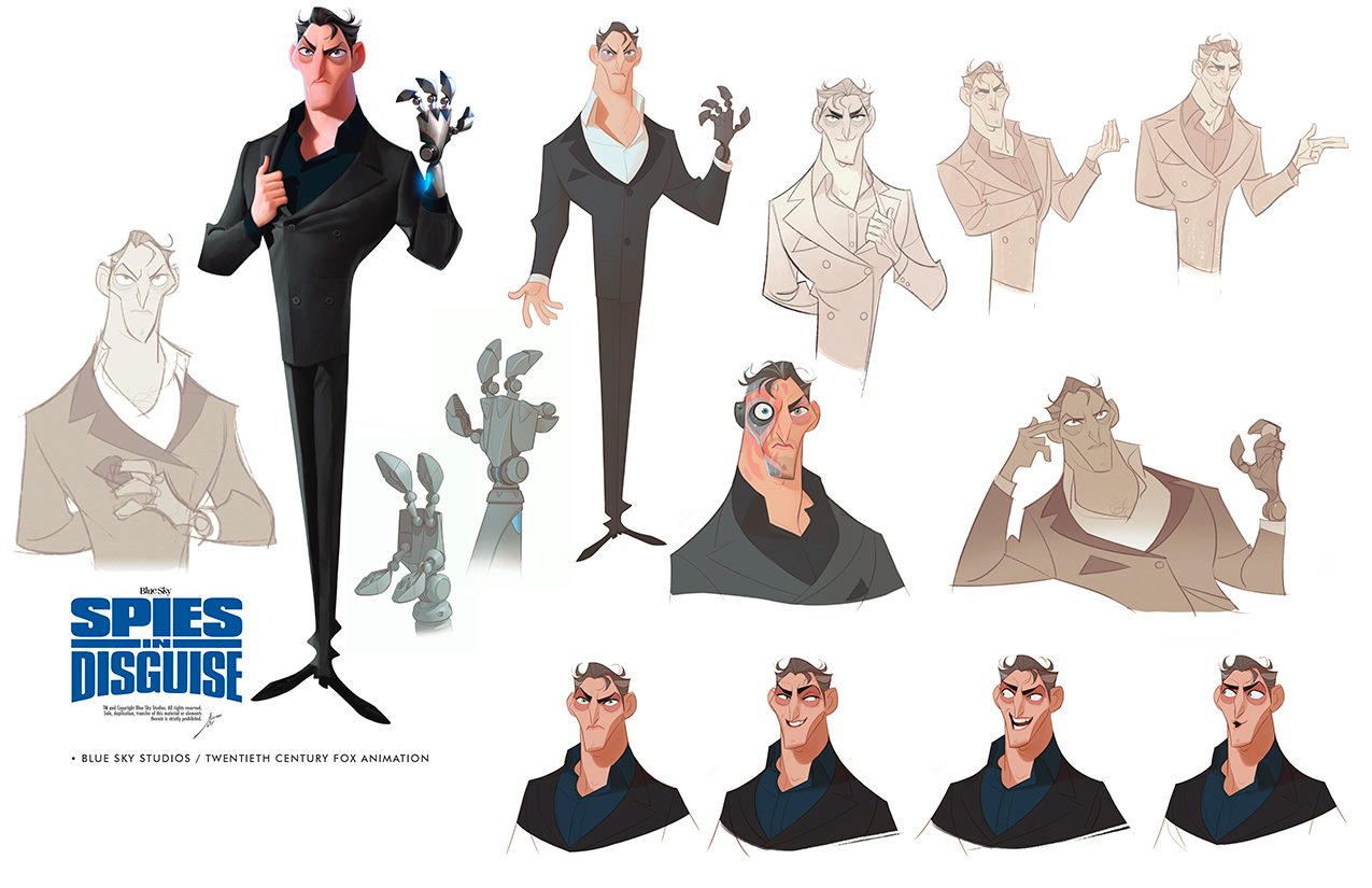 killian villano de espías con disfraz (spies in disguise) diseñado por josé manuel fernández oli