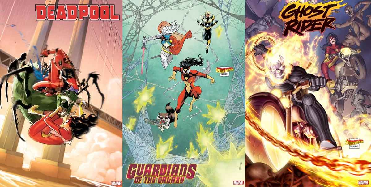 marvel une a spider-woman con los héores más importantes