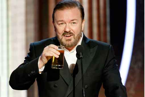el incendiario discurso de ricky gervais en los globo de oro 2020