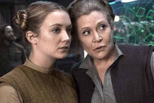 star wars: el ascenso de skywalker. billie lourd hizo de leia en algunas escenas