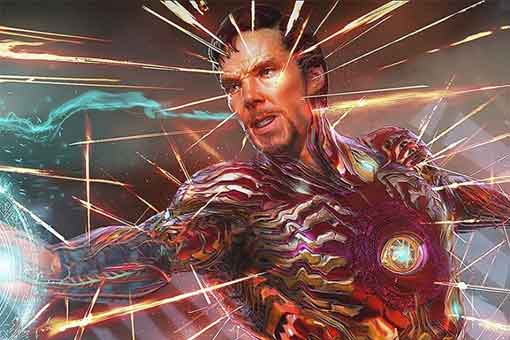 doctor strange con la armadura de iron man en vengadores: infinity war